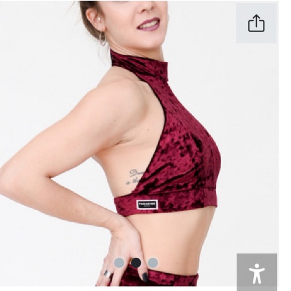 Like new Pole Wear Paradise Chick red velvet halter neck pole top - Picture 2 of 8